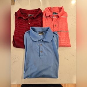 Men's Polo Trio in Light Blue, Red, and Coral, PGA Tour And NIKE
